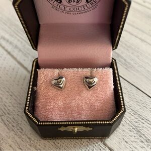 Y2k Vintage Juicy Couture Silver Gold Banner Puffed Heart Earrings